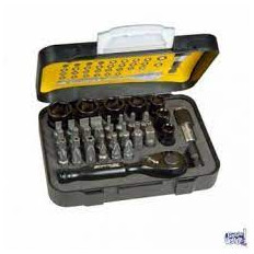 CAJA TUBOS Y PUNTAS STANLEY ENC 1/4" 39 PZS P/MOTO