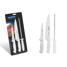 CUCHILLAS C/CHAIRA 3 PZ PREMIUM BLANCO TRAMONTINA