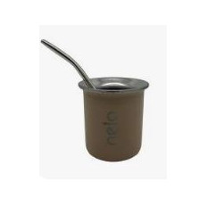 MATE Y BOMBILLA MARRON
