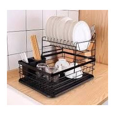 ESCURRIDOR DE PLATOS NEGRO  C/BANDEJA 2 NIVELES