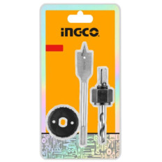 SET SIERRA 54MM + EJE 3/8" + MECHA P/MADERA 7/8" P/INSTALACION CERRADURAS INGCO