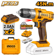 TALADRO ATORNILLADOR 20V  2 BATERIAS Y MALETIN  INGCO