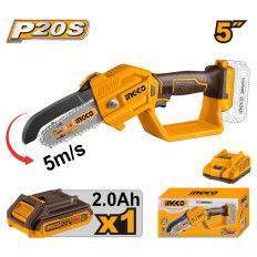 MINI MOTOSIERRA 5" 20V P20S CON BAT Y CARGADOR INGCO