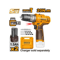 TALADRO ATORNILLADOR 12V C/PERCUTOR TIPO C INCGO