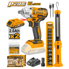 SUPER COMBO LLAVE DE IMPACTO 400 NM 20V + LINTERNA RECARGABLE + DADOS DE IMPACTO