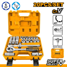 JUEGO DADOS 1/2" 20 PZS SUPER SELECT INGCO