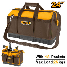 BOLSO HERRAMIENTAS BASE REFORZADA 24" 18 BOLSILLOS 25KG INGCO