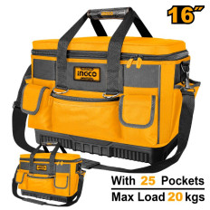 BOLSO HERRAMIENTAS BASE REFORZADA 16" 25 BOLSILLOS 20KG INGCO
