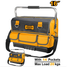 BOLSO HERRAMIENTAS BASE REFORZADA 16" 14 BOLSILLOS 20KG INGCO