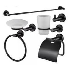SET ACCESORIOS DE BAÑO NEGRO WADFOW