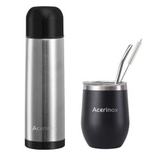 SET TERMO 480ML MATE Y BOMBILLA ACERINOX
