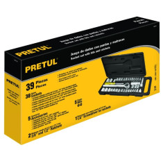 JUEGO DADOS 1/4" Y 3/8" 39 PZS PULG. Y MM PRETUL