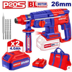 ROTOPERCUTOR A BATERIA 20V CON 2 BATERIAS 4 AMP EMTOP