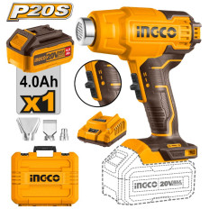 PISTOLA DE CALOR 20V P20S 550ºC + BATERIA 4AH + CARGADOR INGCO