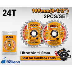 SET X 2 DISCO 24 DIENTES 165 MM 6 1/2" ULTRA FINO INGCO