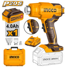PISTOLA DE CALOR 20V P20S 550ºC + BATERIA 4AH + CARGADOR INGCO