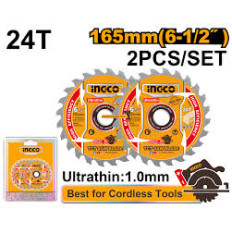 SET X 2 DISCO 24 DIENTES 165 MM 6 1/2" ULTRA FINO INGCO