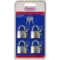 CANDADOS 4 ACERO 40MM C/LLAVE MAESTRA BEST VALUE
