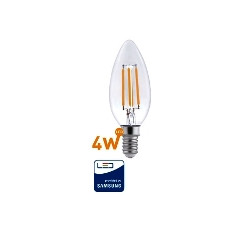 LAMPARA LED FILAMENTO VELA 4W E14 BCO. CALIDO WELLMAX