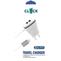 CARGADOR PARED MICRO CLICK 3.1 AMP  2 USB