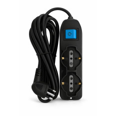 ALARGUE 2 SCHUKO  4 T/CTE EN LINEA 2.5 M NEGRO